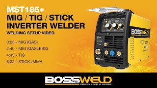 HOW TO SETUP Bossweld MST185 Plus 180A MIG Stick and TIG Inverter Welder [upl. by Lohcin]