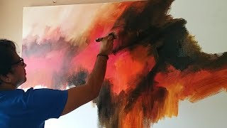 Abstract painting  Demonstration of abstract painting in Acrylics  Easy blending [upl. by Ibed319]