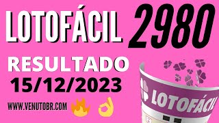 🍀 Resultado Lotofácil 2980 [upl. by Ydak27]