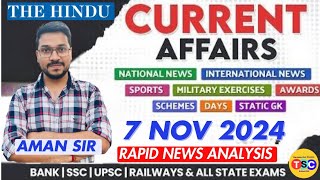 7 November Current Affairs  UPSC  SSC  Bank Exam currentaffairs thehindu upsc ssccgl uppsc [upl. by Animsay]