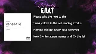 Roney  GOAT Lyrics Video [upl. by Neeli]