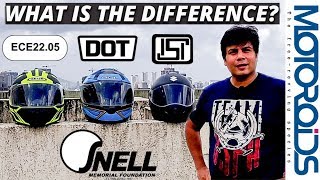 DOT Vs ECE Vs SNELL Vs ISI Helmet Certification  Differences Explained in Detail  Motoroids [upl. by Marline]