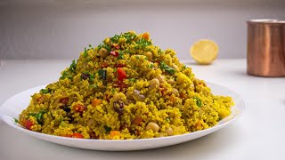 Moroccan Couscous Salad with Chickpeas  Vegan Recipe [upl. by Ahsieym415]