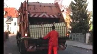 German bulky waste collection with Schorling 2R rear loader [upl. by Ysteb]