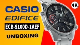 Casio Edifice ECBS100D1AEF Unboxing 4K [upl. by Hsotnas]