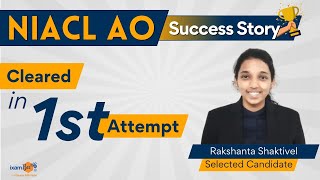 How to Clear NIACL AO in 1st Attempt  NIACL Success Story  Selected Candidate Rakshanta Shaktivel [upl. by Udela]