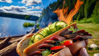 Sizzling Pork BBQ by the Lake  Nature Sounds amp Cooking ASMR [upl. by Vesta]