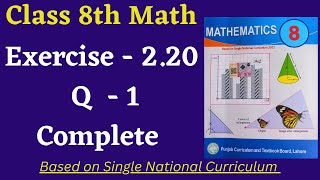 Class 8 Math New Book Exercise 220  Question 1  Class 8th Math New Book Unit 2 Exercise 220 [upl. by Adamina736]