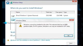 Windows cannot be installed to this disk the selected disk has an MBR or GPT partition table [upl. by Vitus]