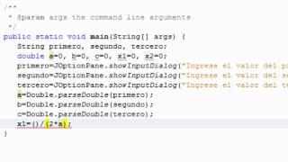 Formula general ecuaciones cuadraticas en java [upl. by Edgerton]