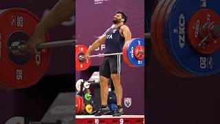 Antonino Pizzolato 89kg 🇮🇹 🤌🤌 easy 170kg  375lbs Snatch snatch weightlifting slowmotion [upl. by Galvin]