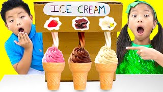 Wendy Emma and Jannie Learn How to Make Healthy Foods  Ice Cream Machine Funny Stories for Children [upl. by Cence]