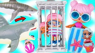 LOL Surprise Dolls Visit Beach and Aquarium with Sharks for Lil Sisters  Bunk Beds Toy Video [upl. by Olonam]