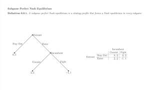 Game Theory 28 Subgames Subgame Perfect Nash Equilibrium and Backwards Induction [upl. by Grobe985]