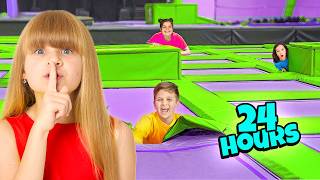 24 HOUR OVERNIGHT CHALLENGE in TRAMPOLINE PARK [upl. by Nywde]