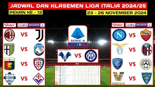 Jadwal Liga Italia Pekan 13  Verona vs Inter  Milan vs Juventus  Napoli vs Roma  Seri A 2024 [upl. by Raeann24]