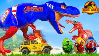 One Spiderman TRex vs Other Big Colorful Dinosaurs in Jurassic World IRex vs TRex Dino Fight [upl. by Lexie641]