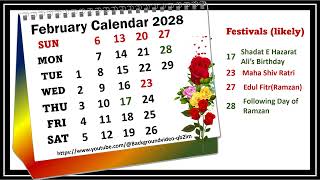 February Calendar 2028 februarycalender2028 [upl. by Areid227]