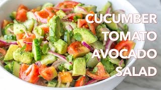 Salads Cucumber Tomato Avocado Salad Recipe  Natashas Kitchen [upl. by Rehpotsirk]