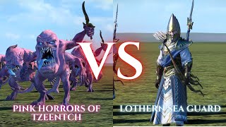 WARHAMMER III Total War  Pink Horrors of Tzeentch VS Lothern Sea Guard [upl. by Chaffin]