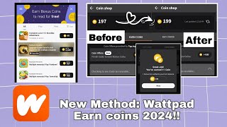 NEW METHOD How to Earn coins on Wattpad 2024 Easier to Earn coins [upl. by Harvey]