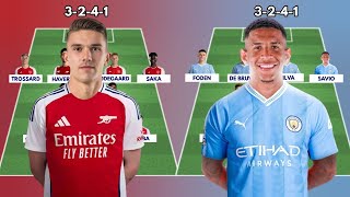 ARSENAL VS MAN CITY 3241 Potential starting lineups with transfers  transfer news summer 2024 [upl. by Sedrul]