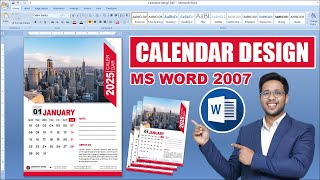 Calendar Design in MS Word 2007  Printable 2025 Calendar Design in MS Word Hindi Tutorial [upl. by Yecnahc579]