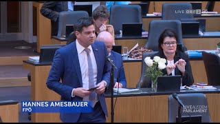 Hannes Amesbauer  Klimakleber blockieren das Parlament Geschäftsordnungsmeldung  2822024 [upl. by Derayne]