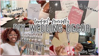 DIY WEDDING DECOR ON A BUDGET💍 DIY Invitations Table Decor Wedding Favors  Shop with Me amp HAUL [upl. by Aksoyn889]