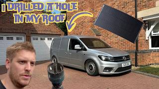 VW Caddy Maxi Solar Panel Install  Mini Camper Build  Episode 4 [upl. by Ynnoj963]