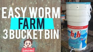 Easy worm farm  3 bucket worm bin [upl. by Calandra]