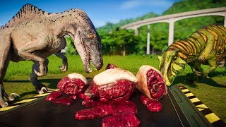 Spinoraptor Vs Metriacanthosaurus Vs Indoraptor Vs Polacanthus  Jurassic World Evolution [upl. by Airetahs210]