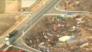 2011 Japan Tsunami  Live Aerial Footageflv [upl. by Meek]