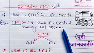 What is CPU full Explanation  Parts of CPU CU amp ALU [upl. by Arela]