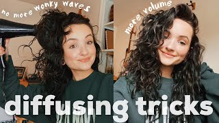 HOW TO DIFFUSE WAVY HAIR \ more volume less wonky waves [upl. by Hsuk]