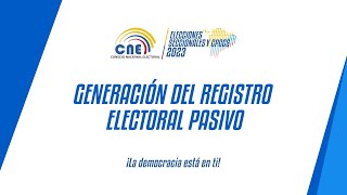 Registro Electoral Pasivo para las Elecciones2023Ec [upl. by Marchall956]