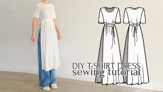 DIY TShirt Dress with Slits  Sewing Pattern [upl. by Yrogerg805]