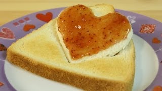 How to make Easy 3D Heart Toast ～簡単 ハートの３Ｄトースト [upl. by Anirad]