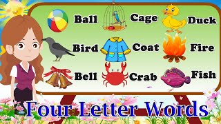 4 Letter Words  Four Letter English Words For Kindergarten  Phonics For Kids  CuddlesKidsTv [upl. by Latimer347]