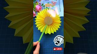 hacer girasoles de papel origami diy craft handmade funny shortvideo shorts short [upl. by Auqinom518]