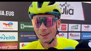 Tour du Pays basque 2024  Primoz Roglic at the start of Stage 4  quotIm here I survived the nightquot [upl. by Gisele746]