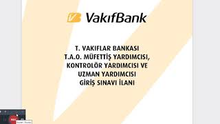 VAKIFBANK MÜFETTİŞ KONTROLÖR UZMAN YARDIMCISI SINAVI 2021 [upl. by Jorgensen]