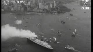 SS Normandie sails into New York after crossing Atlantic Ocean at record speed 1935 [upl. by Manchester]