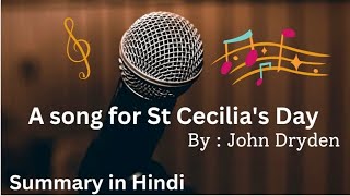 A song for St Cecilias Day by John Dryden summary in Hindi by Divya Rajput mam [upl. by Margarida309]