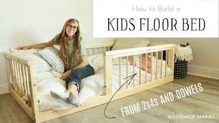 How to Build a Kids Floor BedFrom Dowels and 2x4s [upl. by Natalya943]