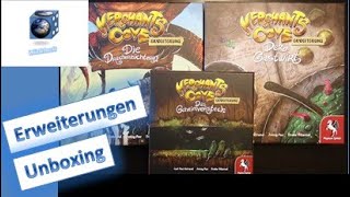 Merchants Cove  Erweiterungen  Brettspiel  Drachenzüchterin  Gastwirt  Geheimversteck Unboxing [upl. by Yanel498]