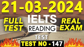 IELTS Reading Test 2024 with Answers  21032024  TEST NO  147 [upl. by Asfah]