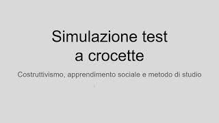 Simulazione test costruttivismo apprendimento sociale metodo di studio [upl. by Sarkaria]