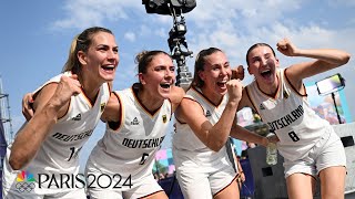 Germany unseats Team USA in 3x3 womens basketball opener at Paris Olympics  NBC Sports [upl. by Enoitna]