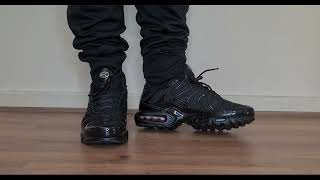 NIKE AIR MAX PLUS TRIPLE BLACK NIKE TN TRIPLE BLACK ON FOOT [upl. by Horbal97]